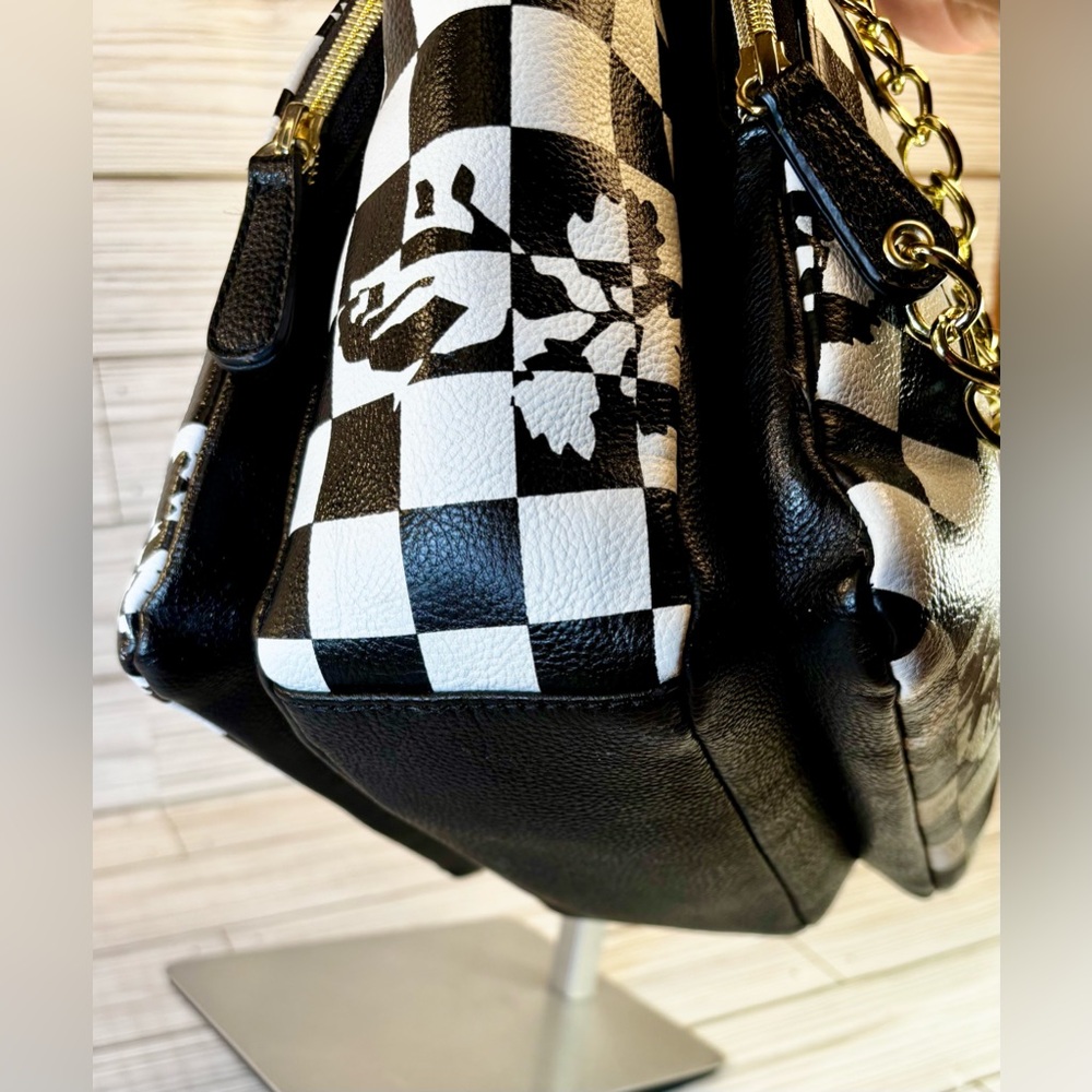 Betsey Johnson Black and White Checkered Satchel - Picture 4 of 15